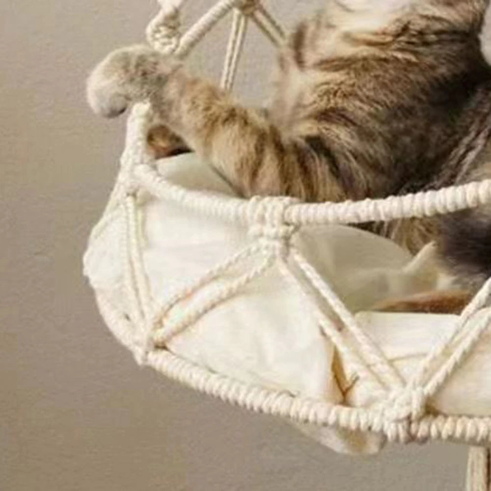 BohoNest Handwoven Hanging Cat Hammock