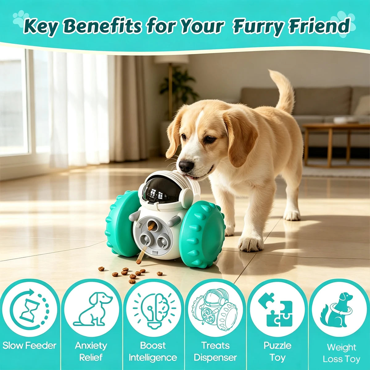 TreatRover Interactive Slow Feeder Puzzle Toy