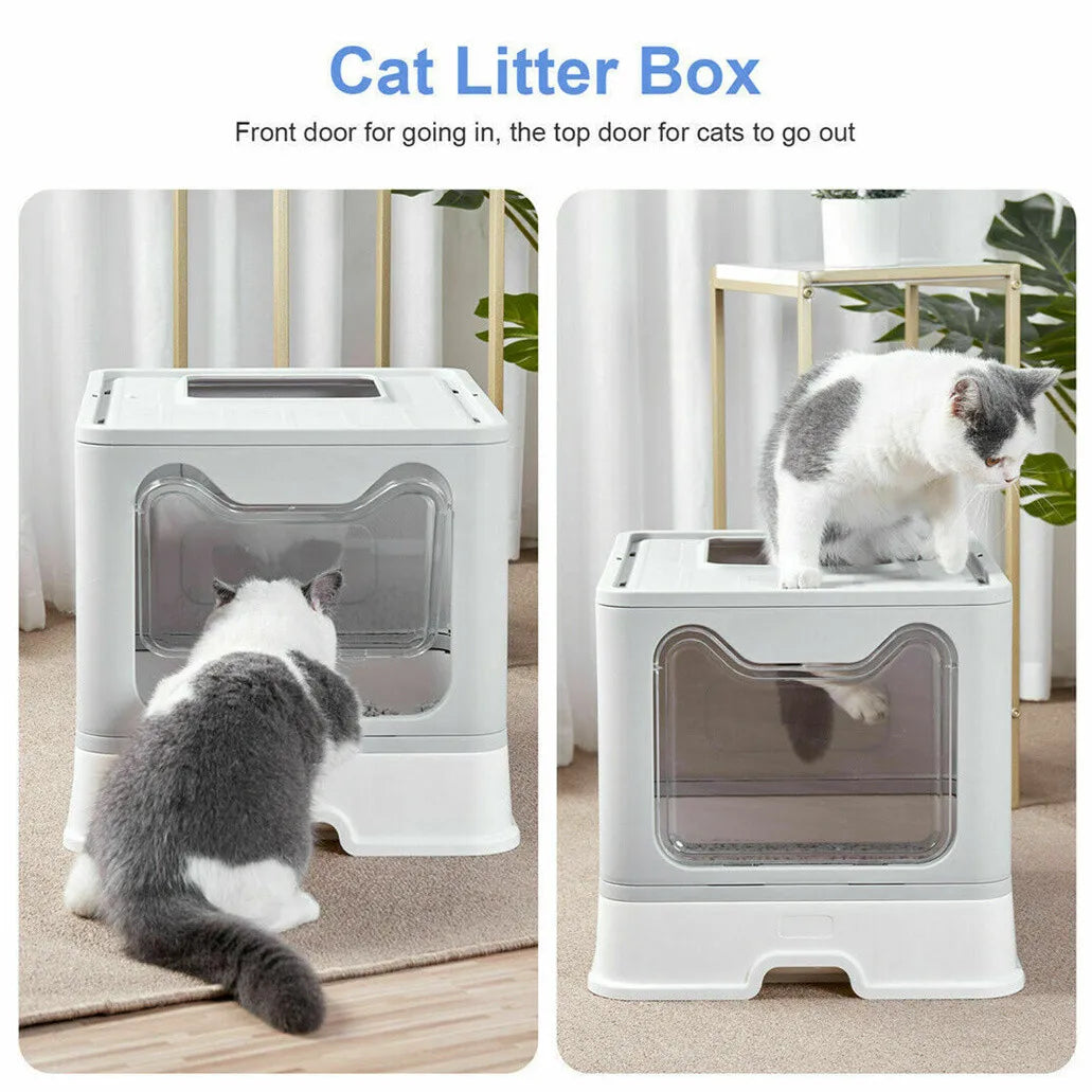 CleanStep Foldable Cat Litter House with Pull-Out Drawer