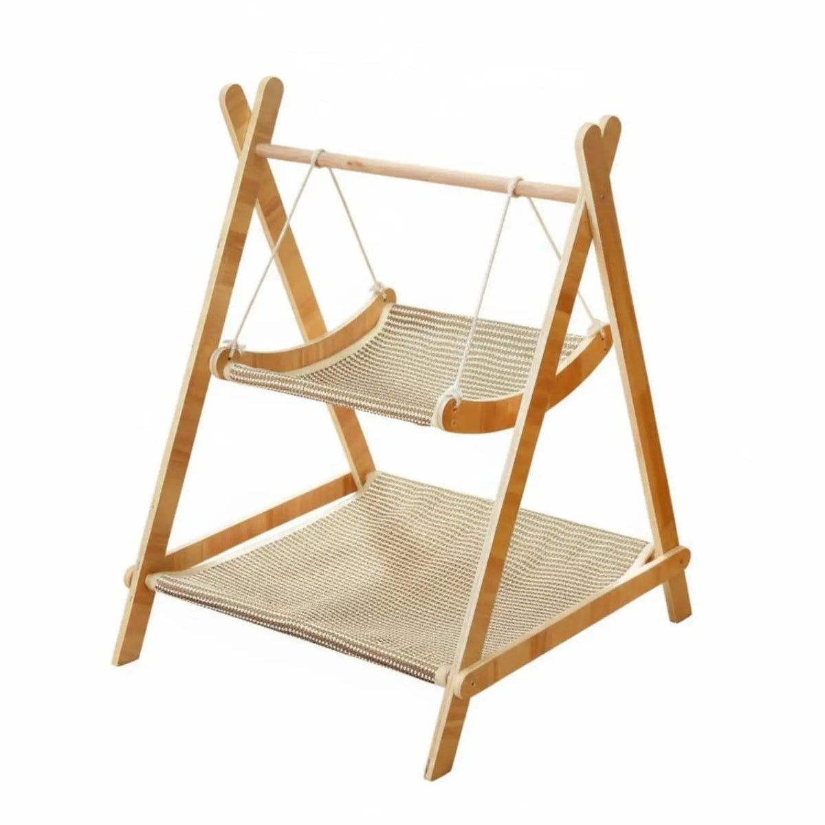 PurrSwing Double-Tier Wooden Cat Hammock