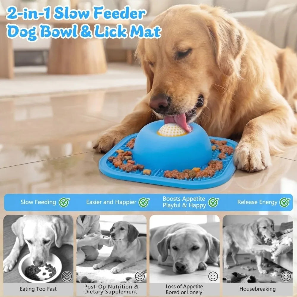 2-in-1 Slow Feeder Dog Bowl & Lick Mat