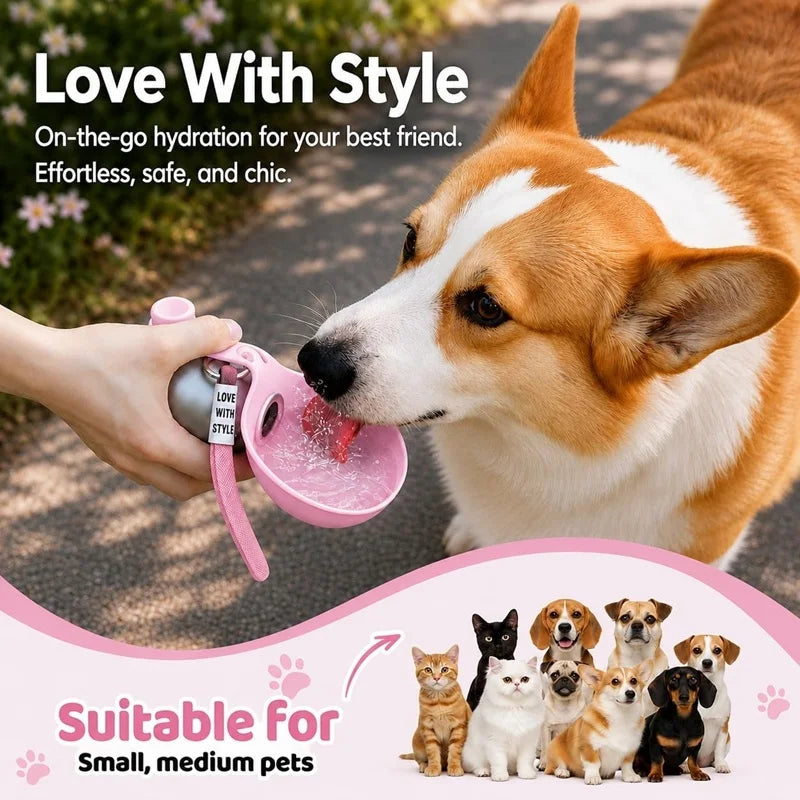 2-in-1 Portable Dog Water Bottle with Built-In Drinking Bowl