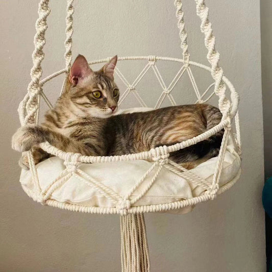 BohoNest Handwoven Hanging Cat Hammock