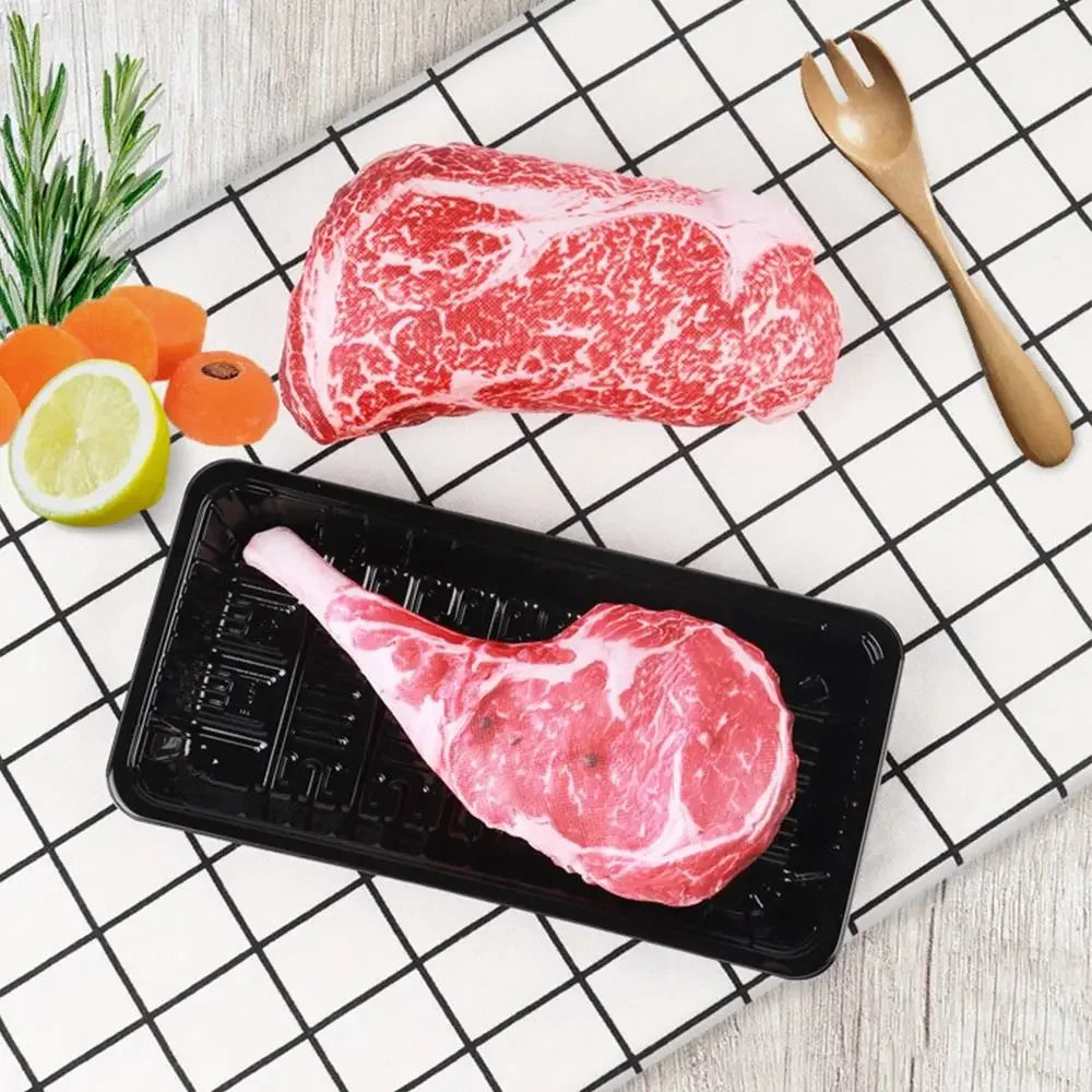Squeaky Steak Plush Dog Toy