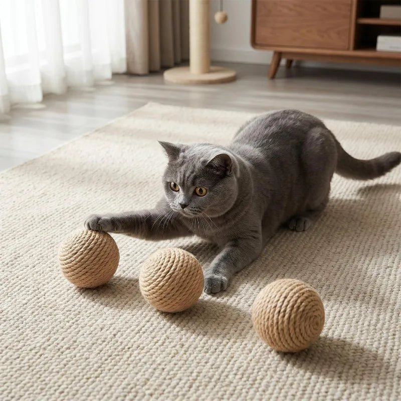 Natural Jute Interactive Cat Scratching Balls