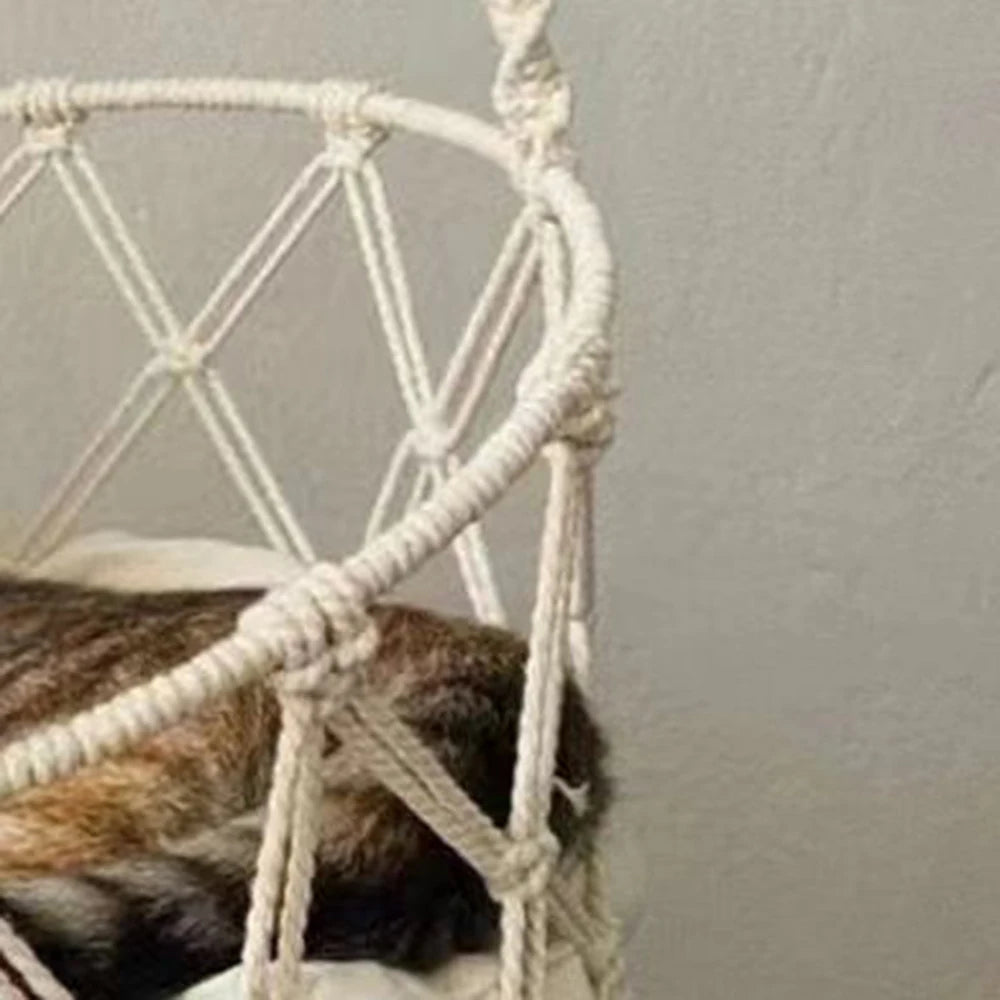 BohoNest Handwoven Hanging Cat Hammock