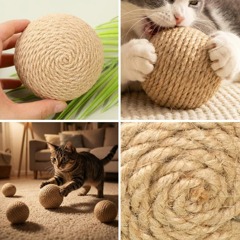 Natural Jute Interactive Cat Scratching Balls