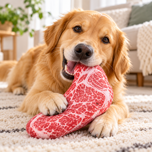 Squeaky Steak Plush Dog Toy