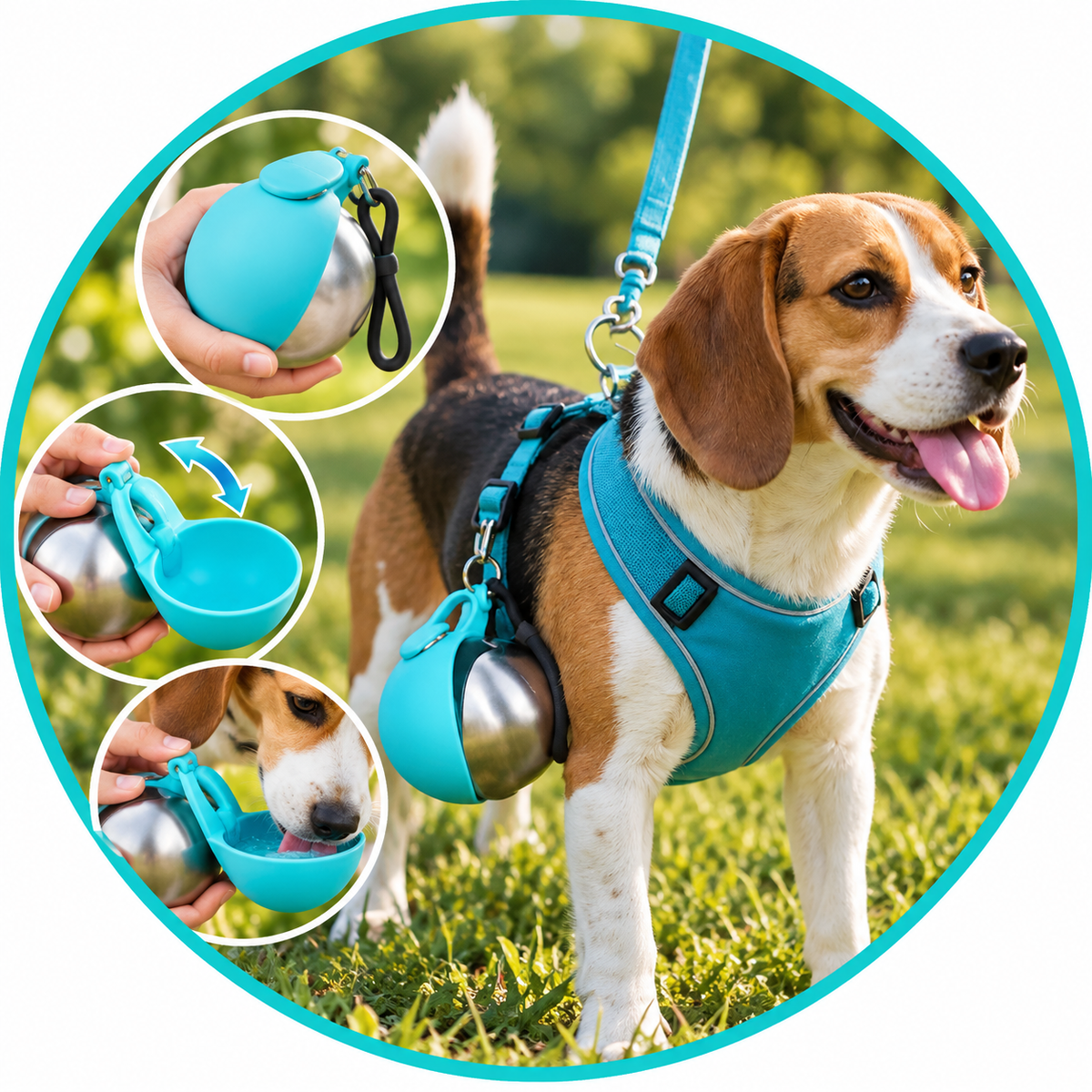 2-in-1 Portable Dog Water Bottle with Built-In Drinking Bowl