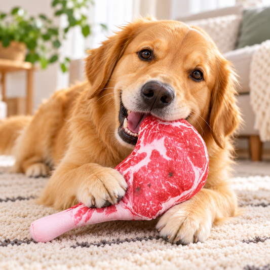 Squeaky Steak Plush Dog Toy